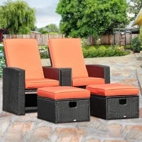 3 pcs Patio Furniture Reclining Recliner Set