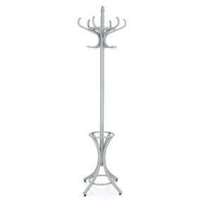 12 Hooks Freestanding Coat Rack with Umbrella Holder-Grey