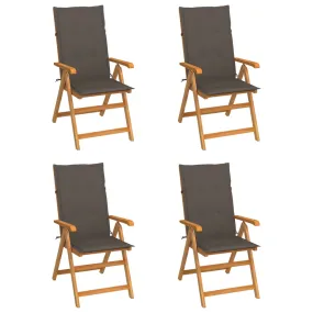 1/2/4/8x Solid Teak Wood Reclining Chairs with Cushions Multi Colors