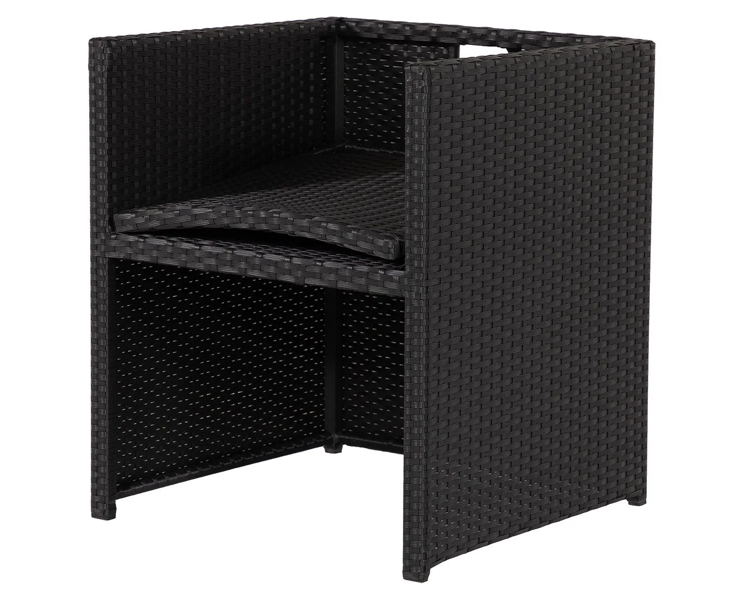 13 Piece Rattan Garden Cube Set in Black