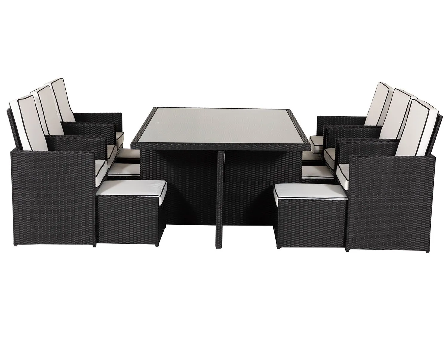 13 Piece Rattan Garden Cube Set in Black