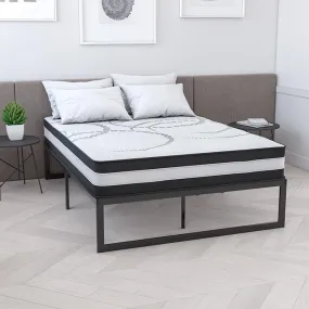 14 Inch Metal Platform Bed Frame With 10 Inch Pocket Spring Mattress In A Box (No Box Spring Required) - Full By Flash Furniture