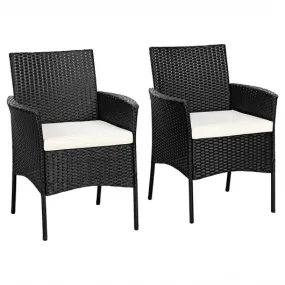 2 pieces Patio Wicker Chairs with Cozy Seat Cushions