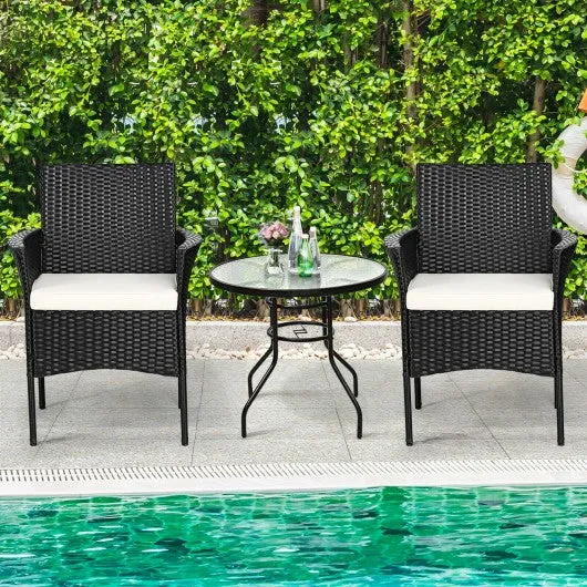 2 pieces Patio Wicker Chairs with Cozy Seat Cushions