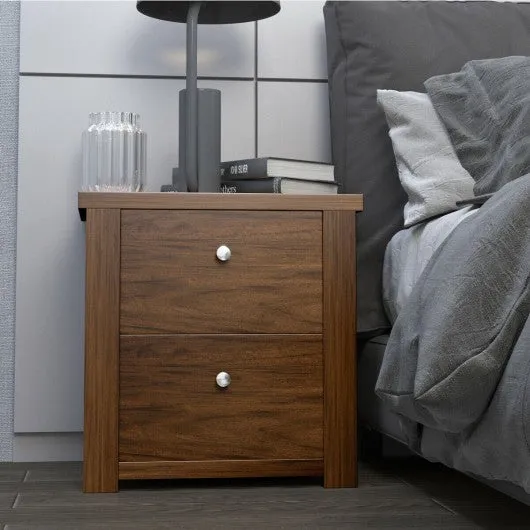 2- Tiers Bedside Sofa Table -Walnut