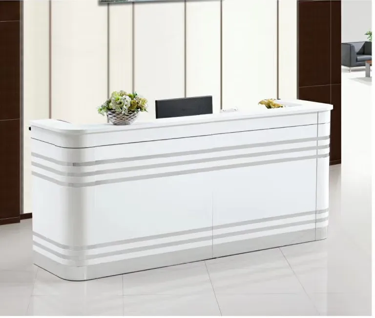 2.4 Meters Modern White Reception Desk