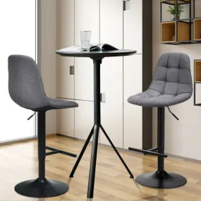 2Pcs Adjustable Bar Stools Swivel Counter Height Linen Chairs -Gray