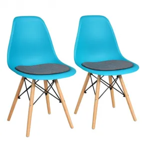 2Pcs Dining Chair Mid Century Modern DSW Chair Furniture-Blue