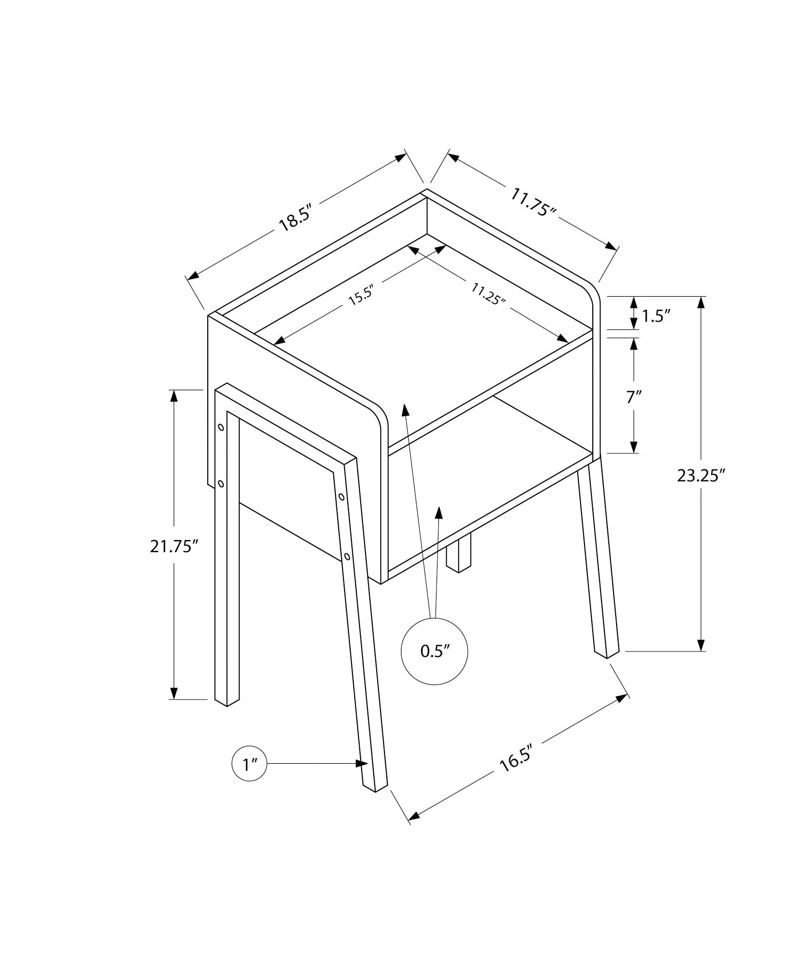 Accent Table - 23"H / Espresso / Black Metal