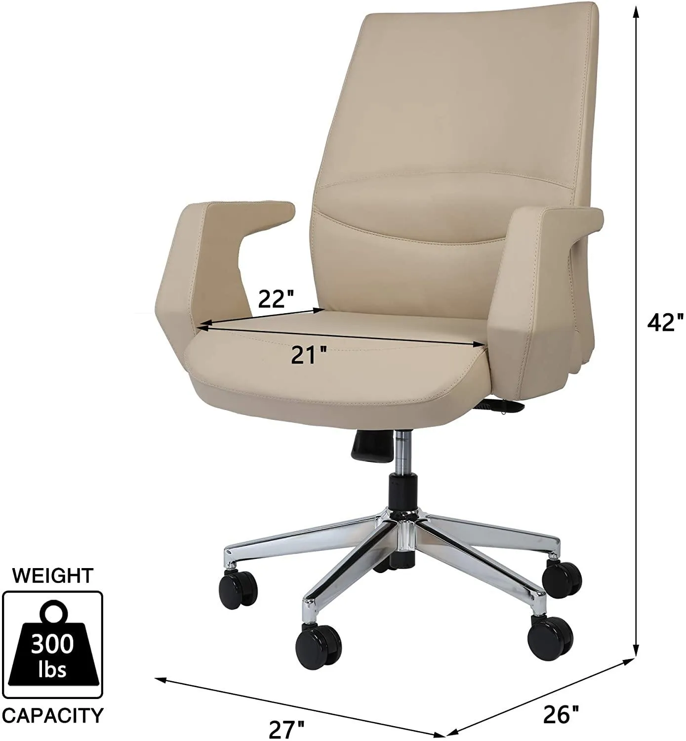 Adjustable Ergonomic Leather Executive Office Chair - Comfortable Home Office Desk Chair with Lock Position