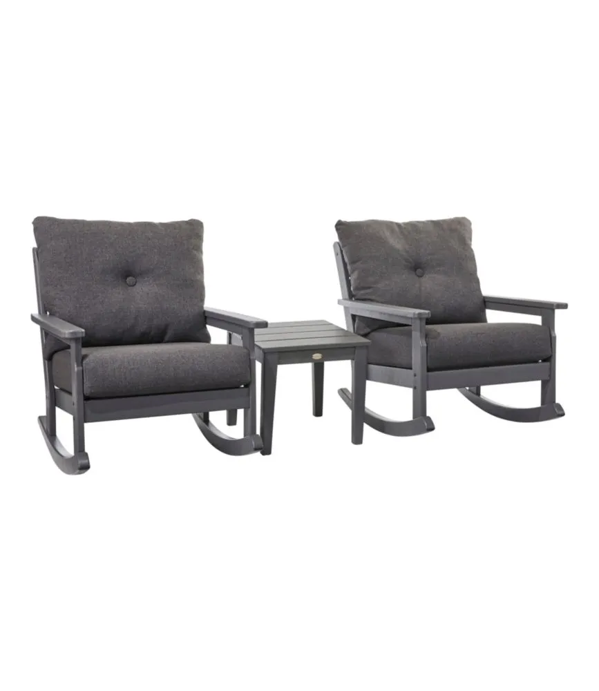 All-Weather Patio Rocker Set with Side Table, Slate Gray