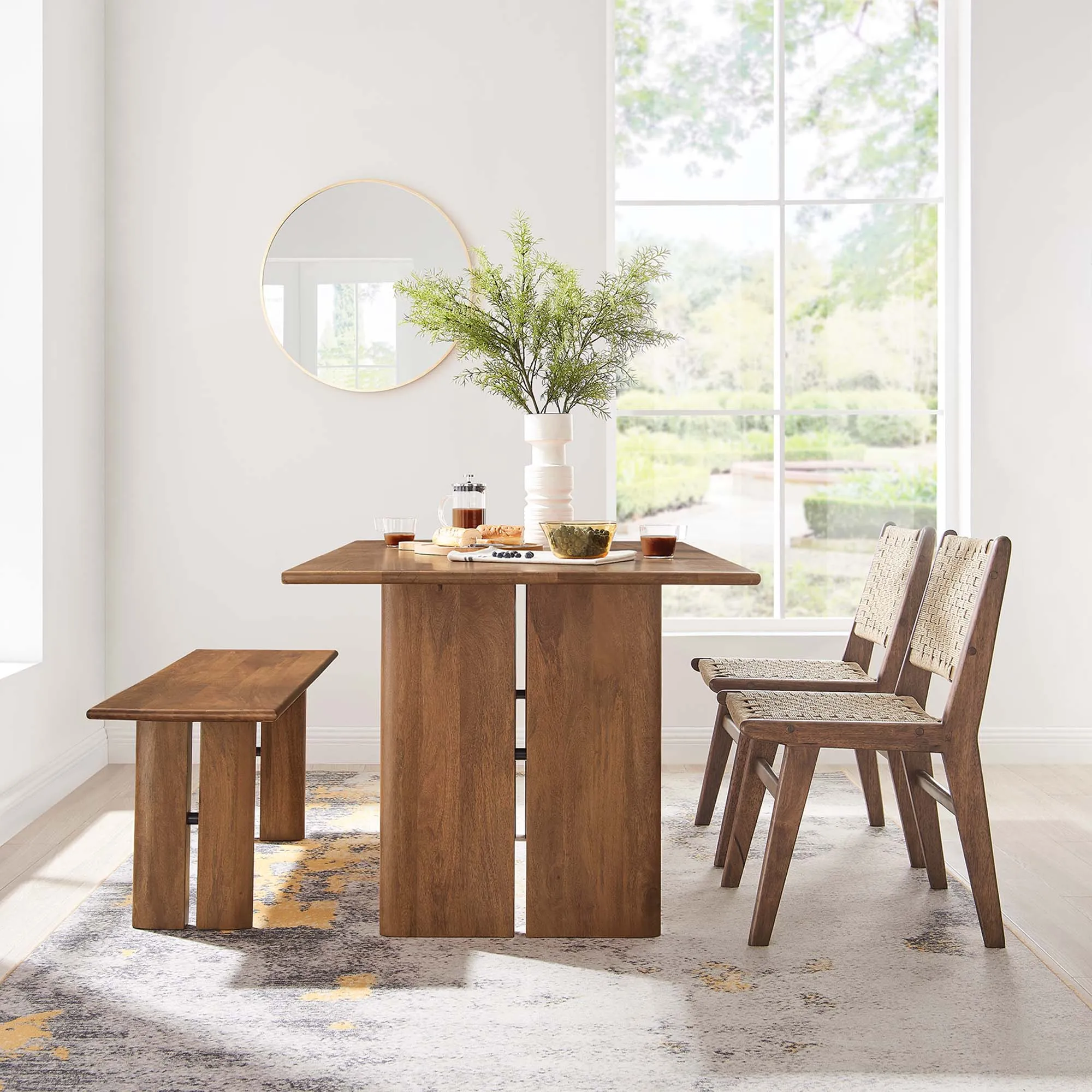 Amistad 60" Wood Dining Table and Bench Set by Modway