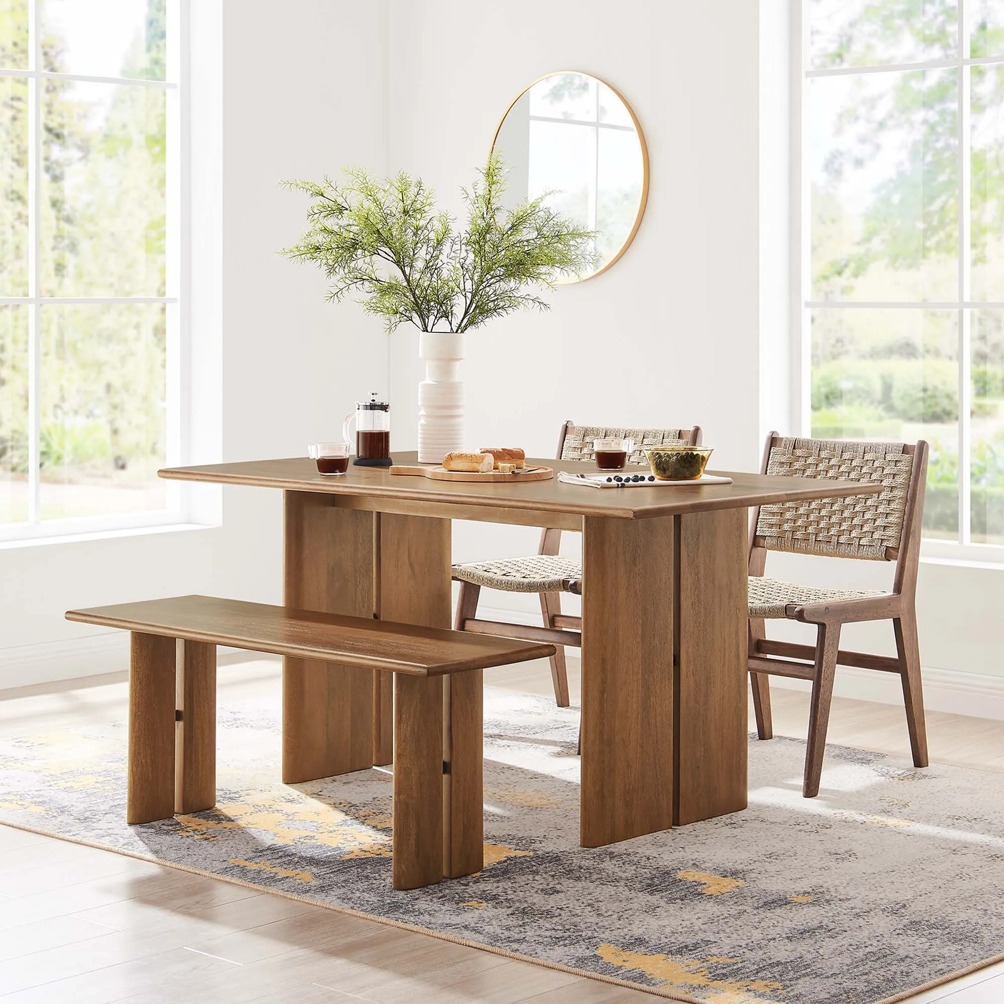 Amistad 60" Wood Dining Table and Bench Set by Modway