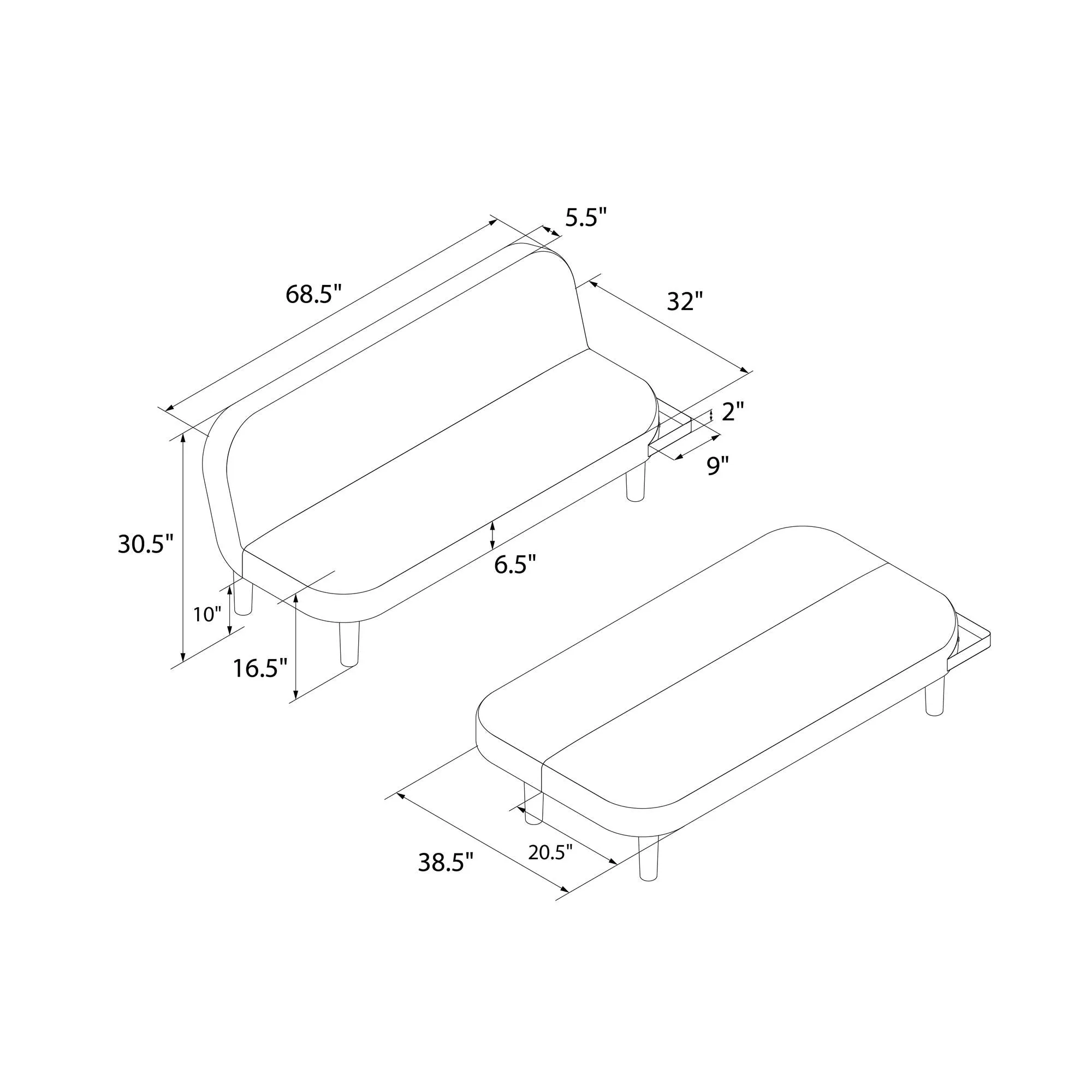 Arthur Multi Purpose Futon with Tray