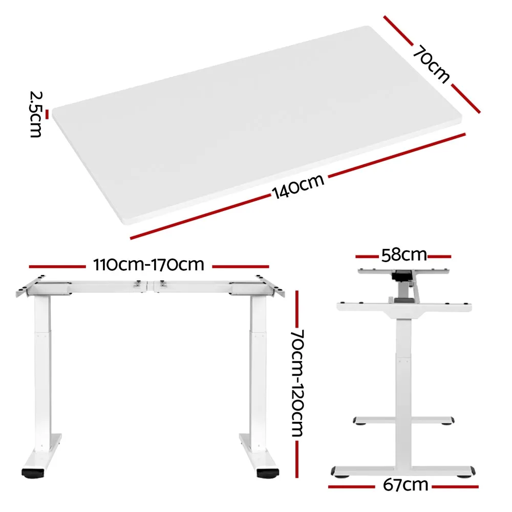 Artiss Standing Desk Electric Height Adjustable Sit Stand Desks White 140cm