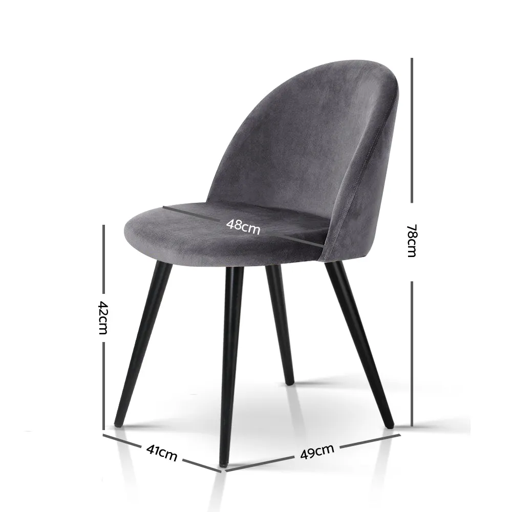 Artiss Velvet Modern Dining Chair - Dark Grey