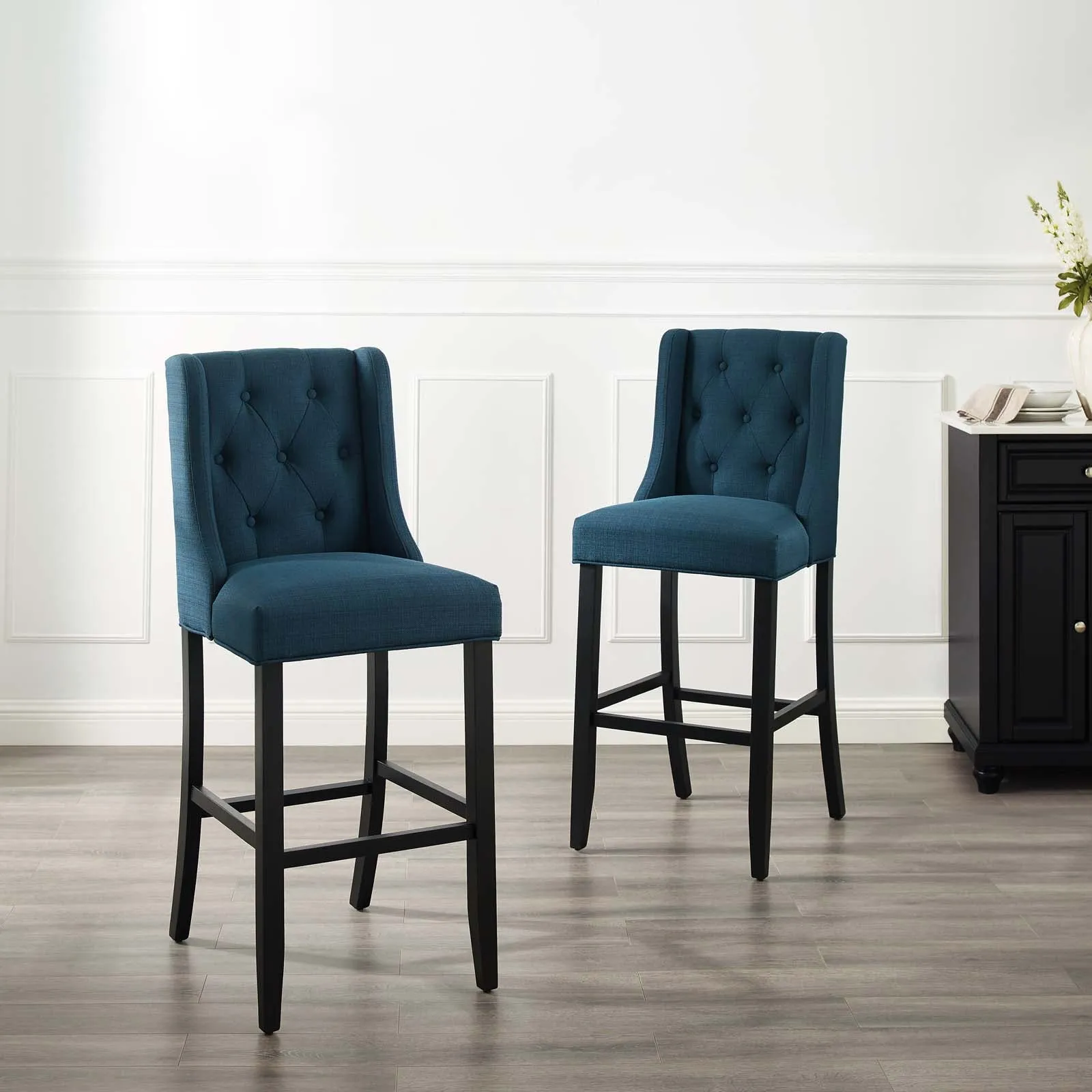 Baronet Bar Stool Upholstered Fabric Set of 2