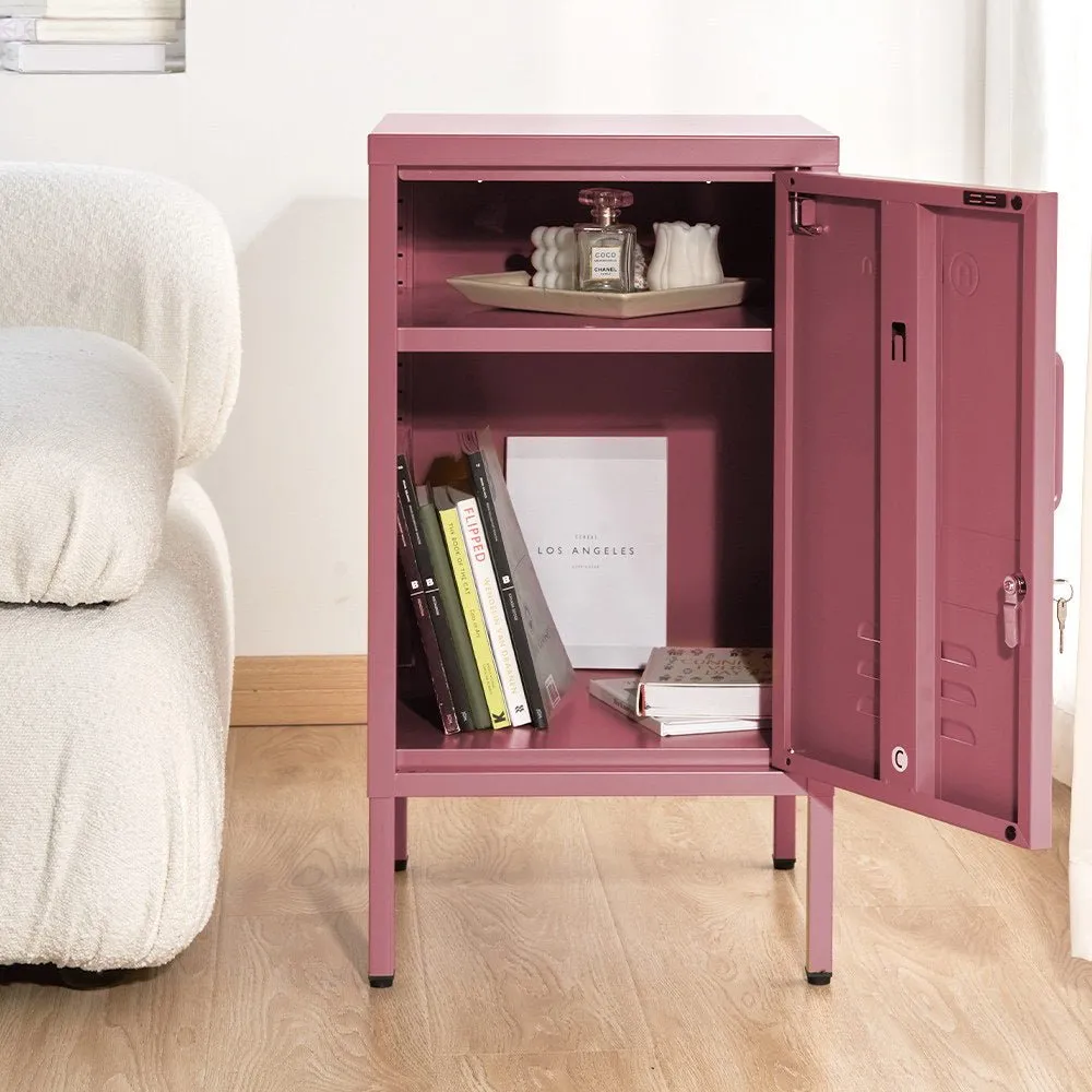 Bedside Table Metal Cabinet - MINI Pink