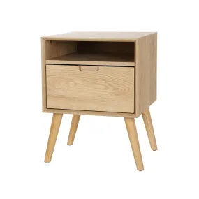 Bedside Table with Drawer and Open Shelf - Pine