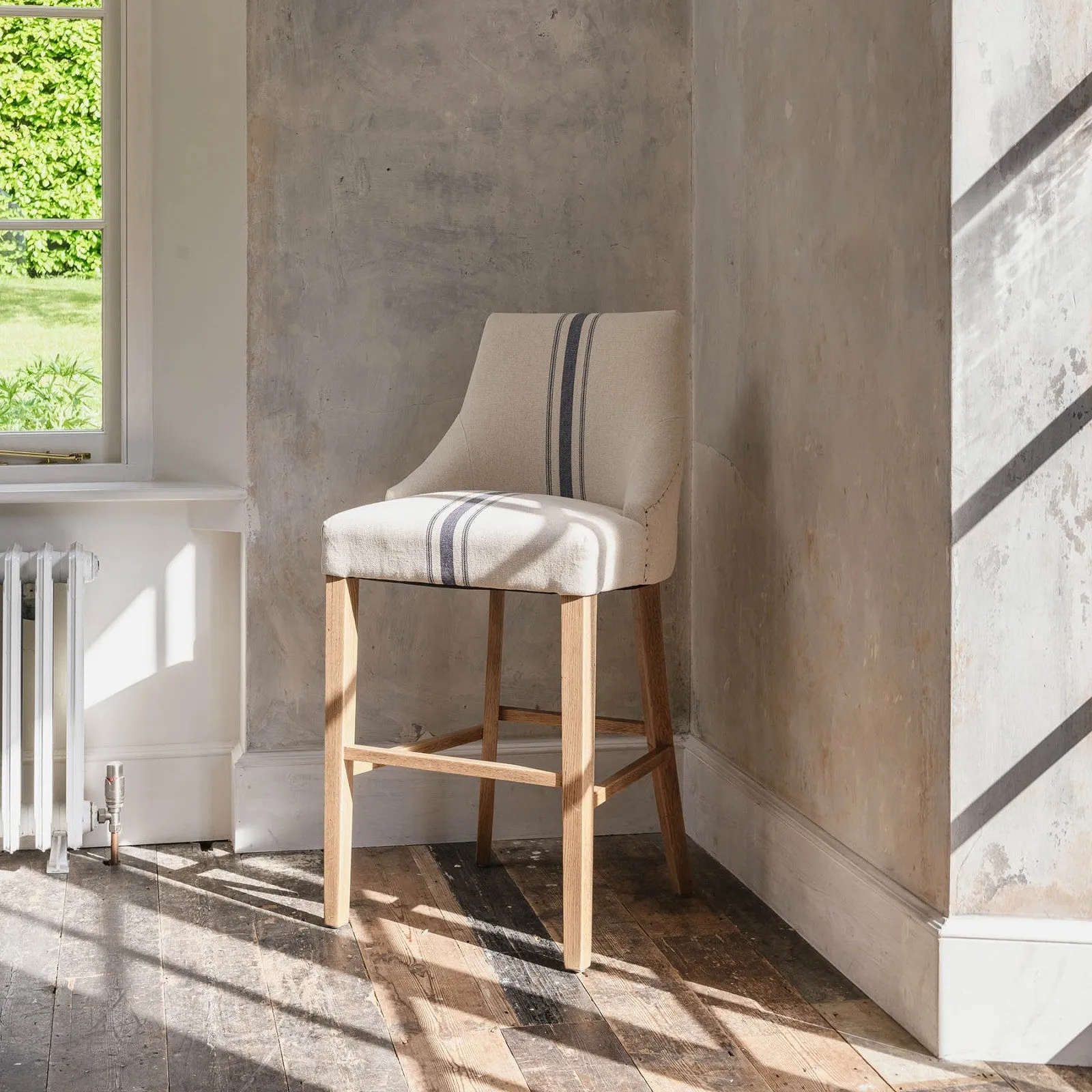 Blue Stripe Bar Stool