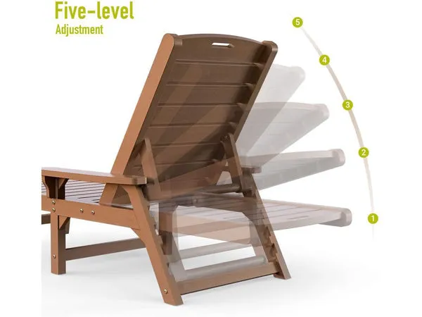 Chaise Lounge with 5-Level Adjustable Backrest & Premium Weather-Proof Poly Lumber Construction