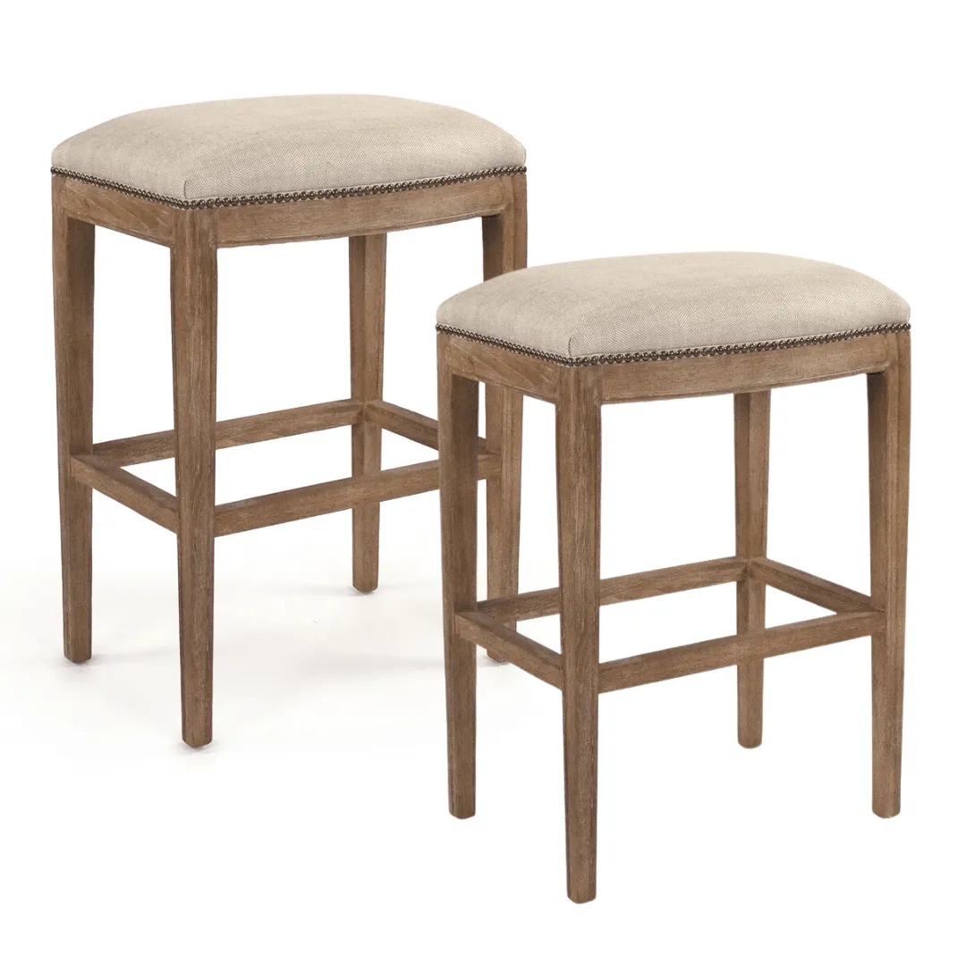 Cora Bar Stool with Nailhead Trim