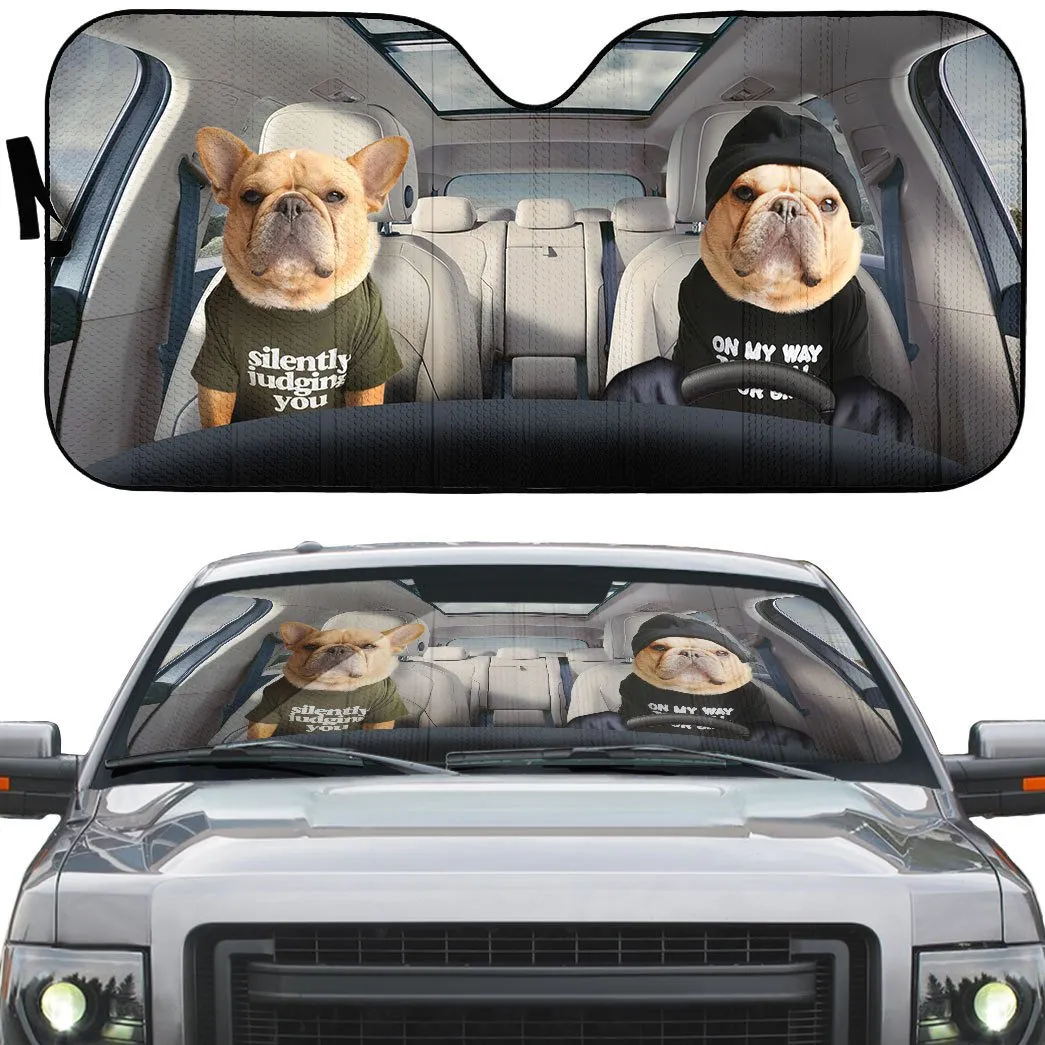 Couple Bulldogs Custom Car Auto Sunshade