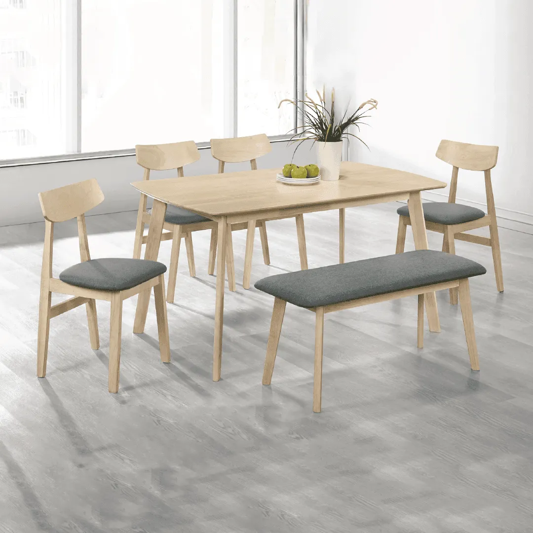 Damixie Wooden Dining Set with Bench