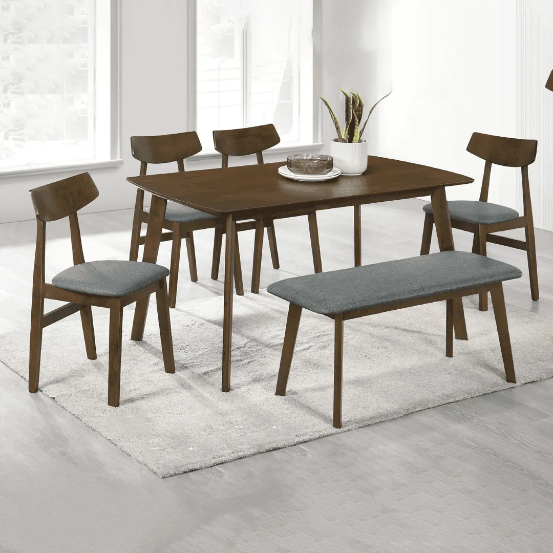 Damixie Wooden Dining Set with Bench