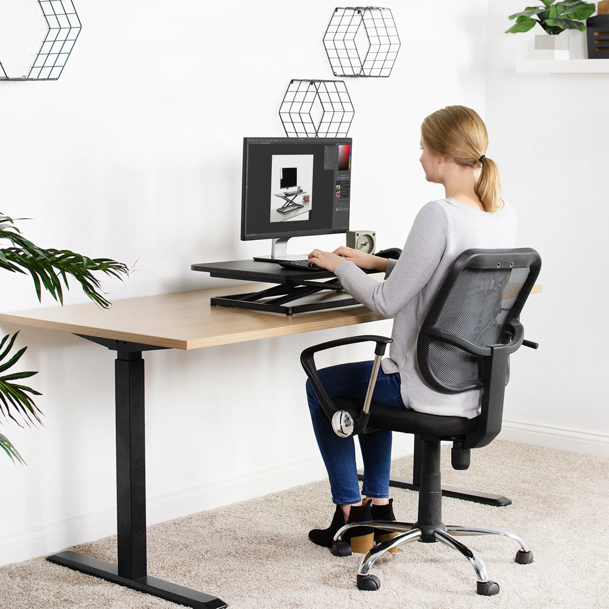 Desk Converter Riser Workstation with Adjustable Height (Single)