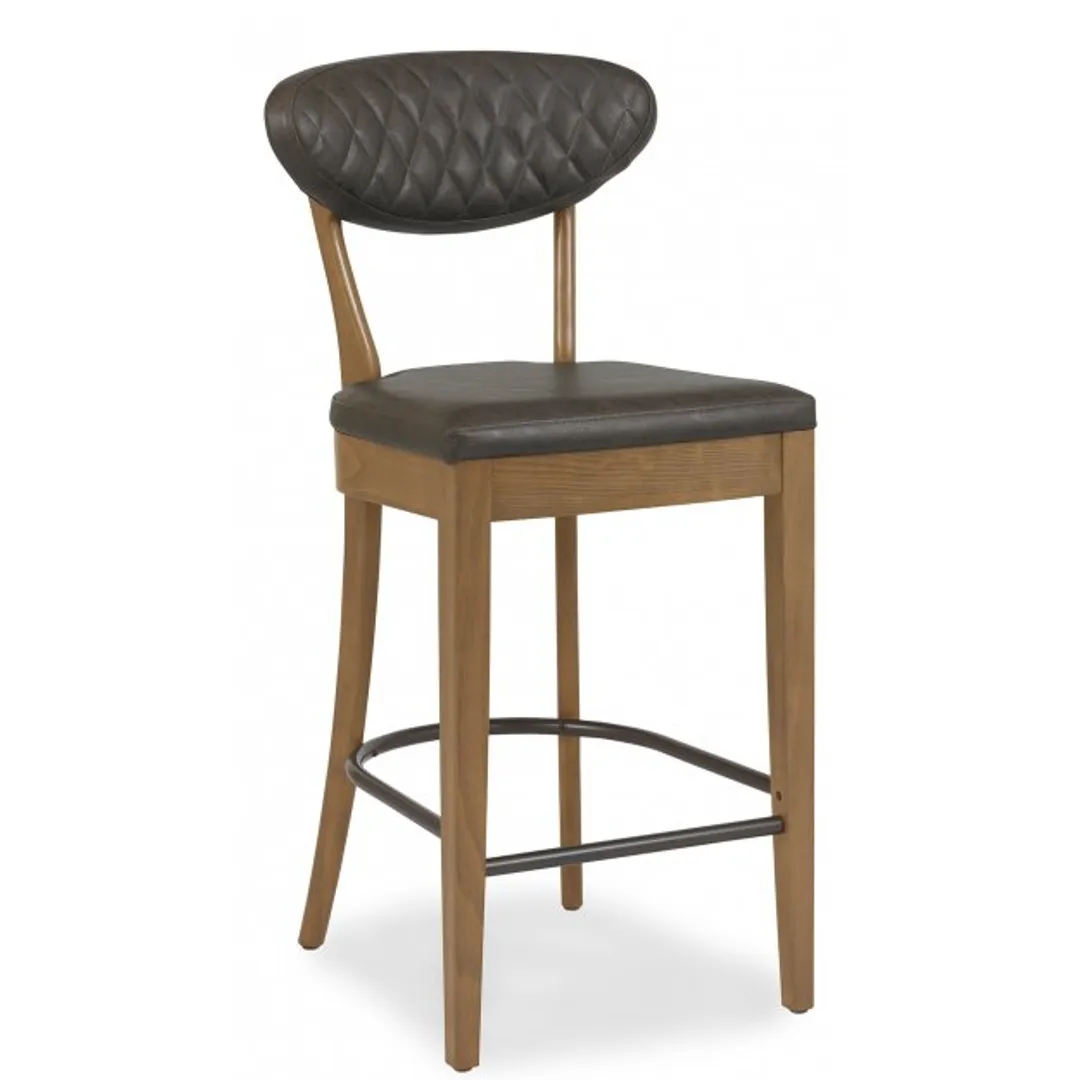 Ellipse Rustic Oak Upholstered Bar Stool- Old West Vintage (Pair)