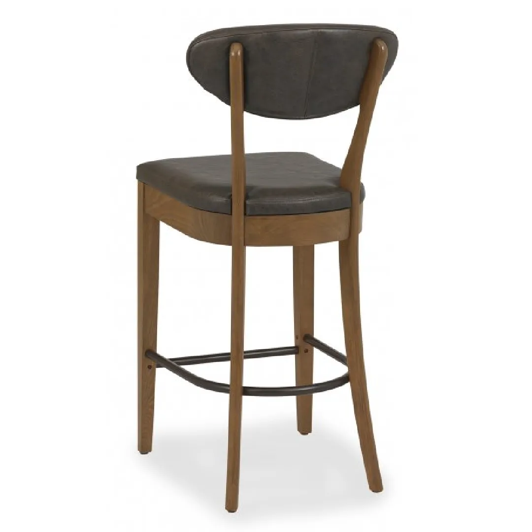 Ellipse Rustic Oak Upholstered Bar Stool- Old West Vintage (Pair)