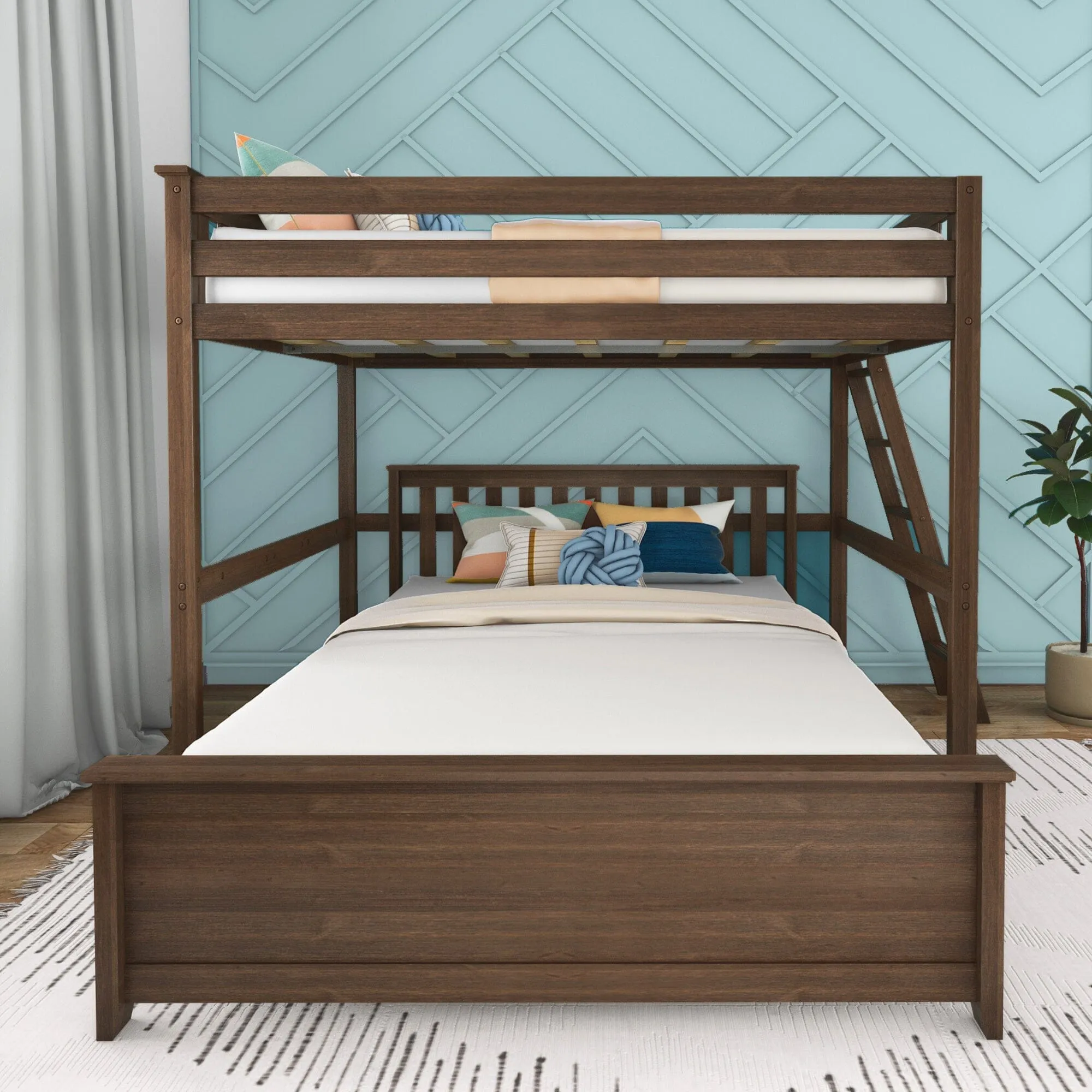 Full Over Queen L-Shaped Bunk Bed