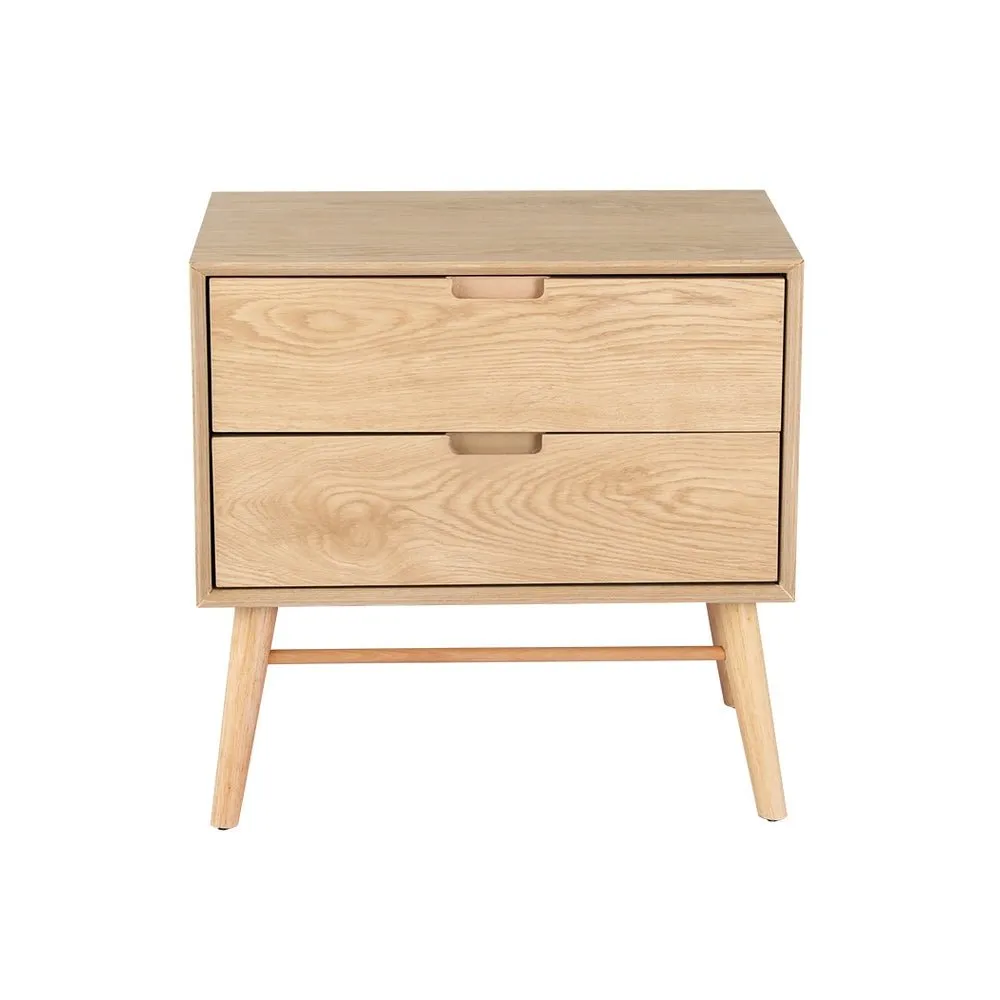 Gino Bedside Table with 2 Drawers - Oak