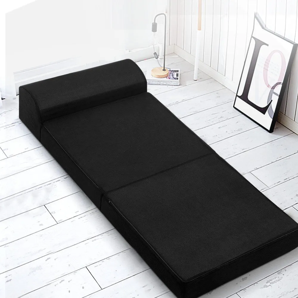 Giselle Bedding Folding Foam Mattress Portable Single Sofa Bed Mat Air Mesh Fabric Black