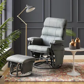 Glider Recliner with Ottoman Vibration Massage Lounge Chair Set, Grey