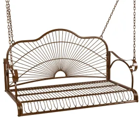 Hanging Iron Porch Swing Patio Furniture w/ Armrests, Chains