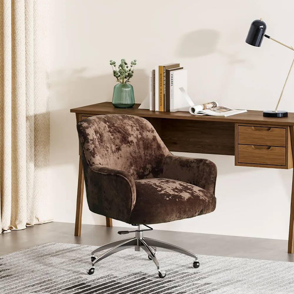 Home Office Velvet Swivel Chair Height-Adjustable Office Chair