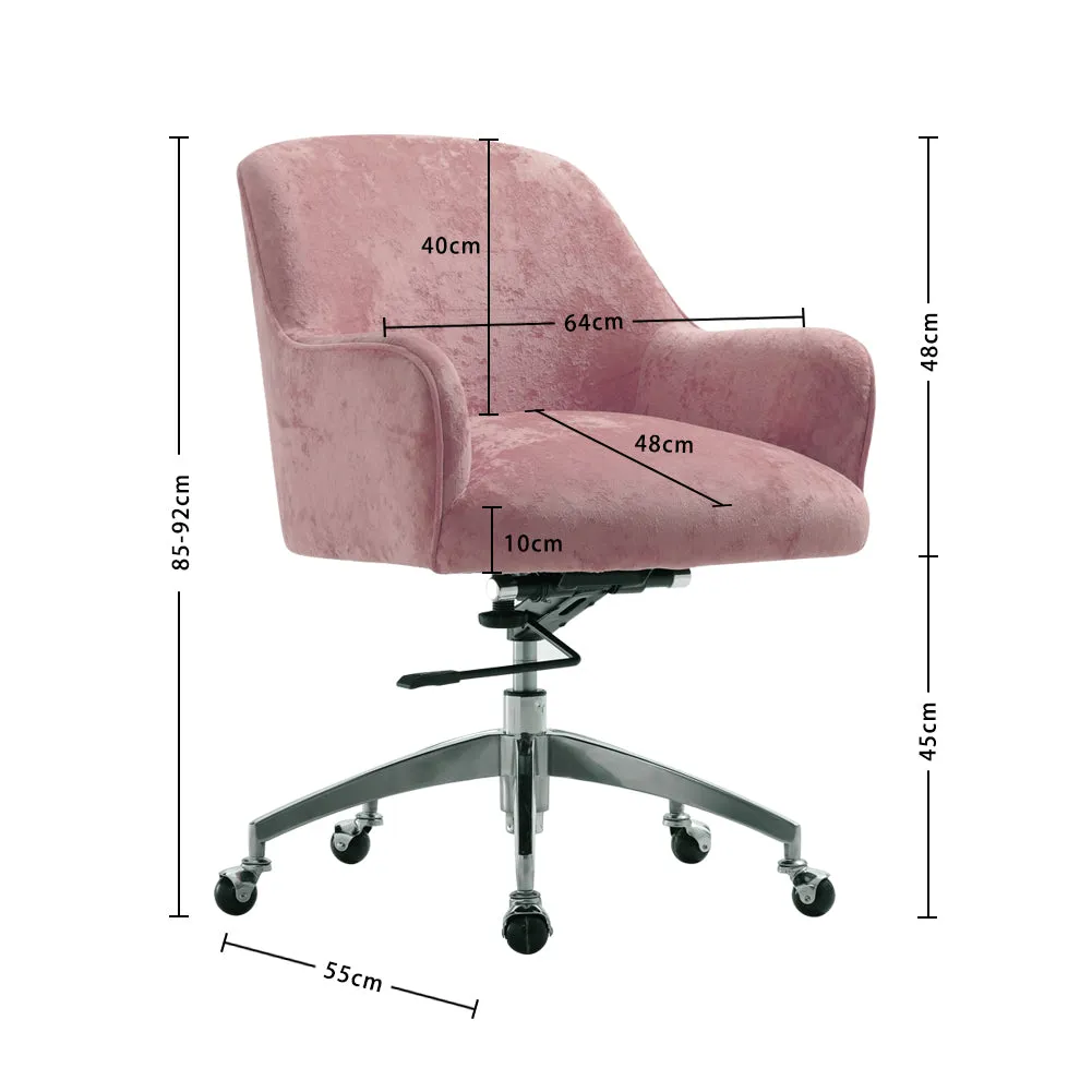 Home Office Velvet Swivel Chair Height-Adjustable Office Chair