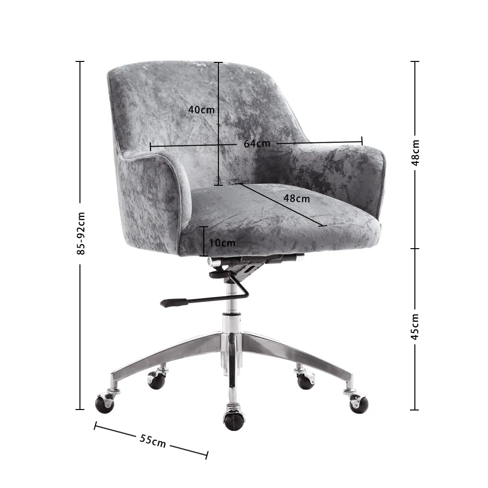 Home Office Velvet Swivel Chair Height-Adjustable Office Chair