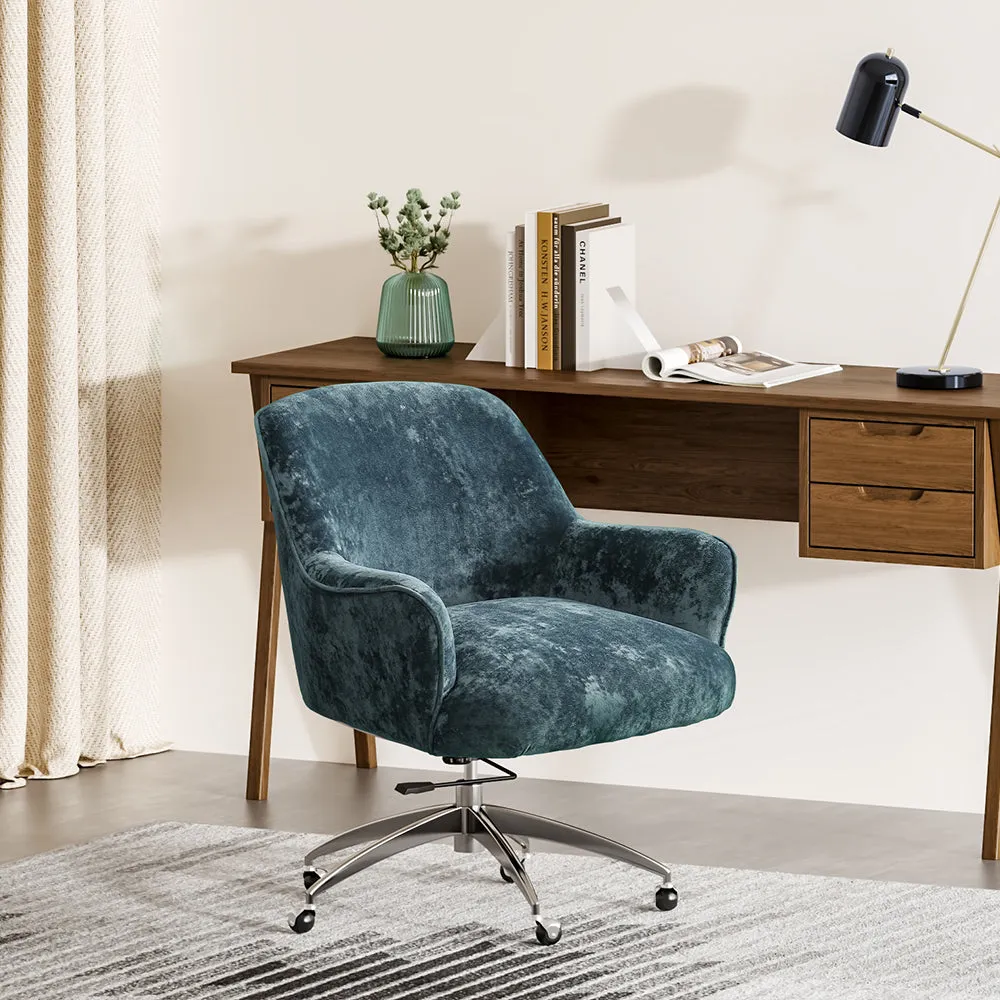 Home Office Velvet Swivel Chair Height-Adjustable Office Chair