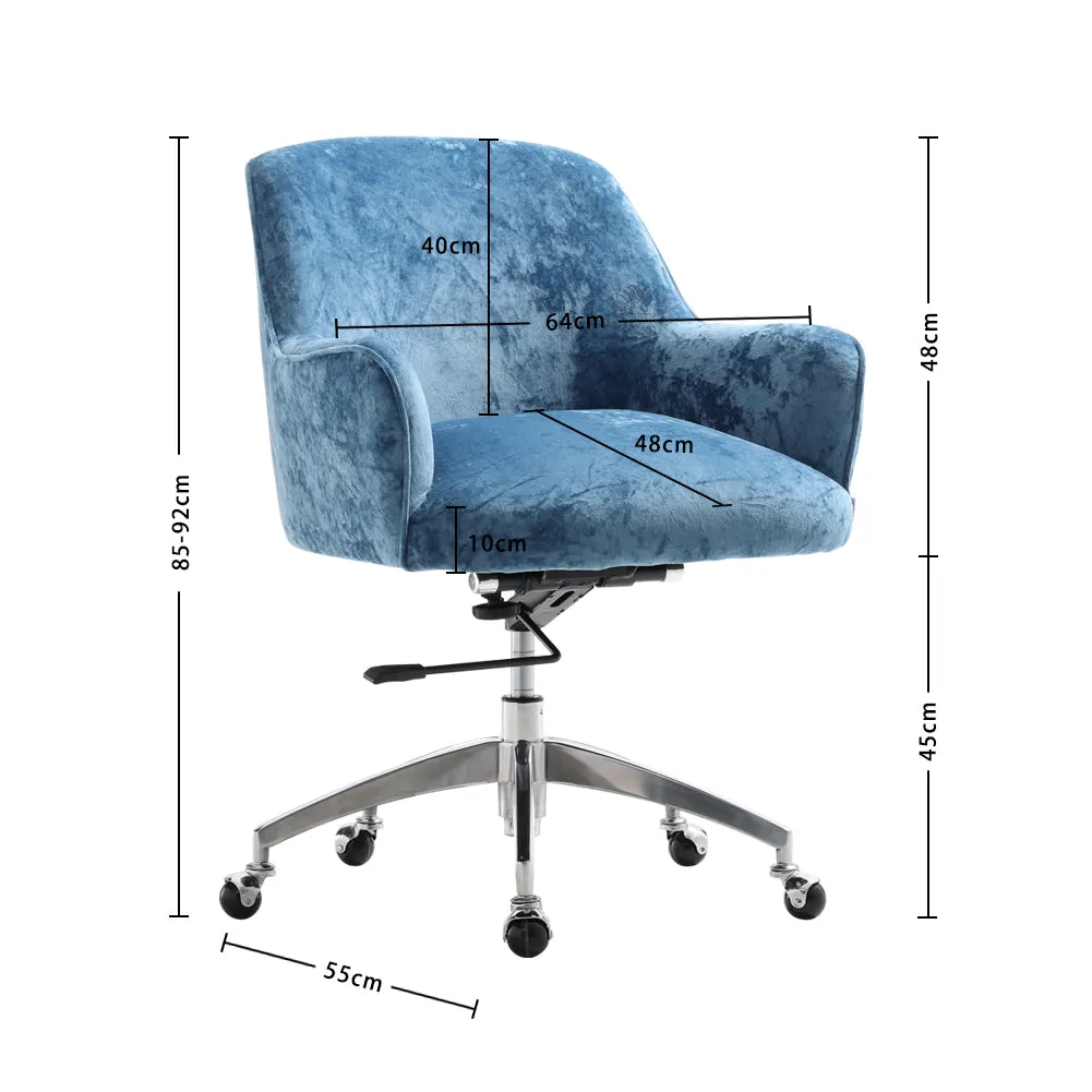 Home Office Velvet Swivel Chair Height-Adjustable Office Chair