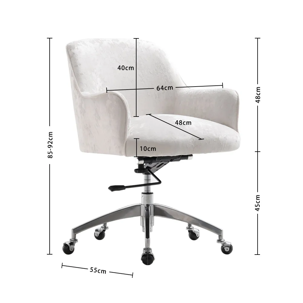 Home Office Velvet Swivel Chair Height-Adjustable Office Chair