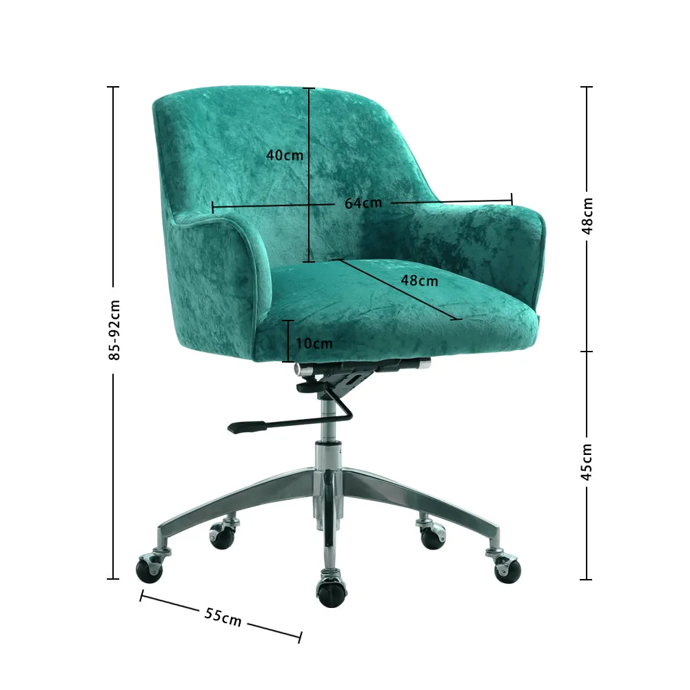 Home Office Velvet Swivel Chair Height-Adjustable Office Chair