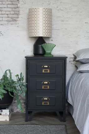 Industrial Metal Bedside Table - Matt Black