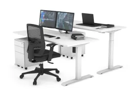 Just Right Height Adjustable 2 Person Bench Workstation [1200L x 700W]