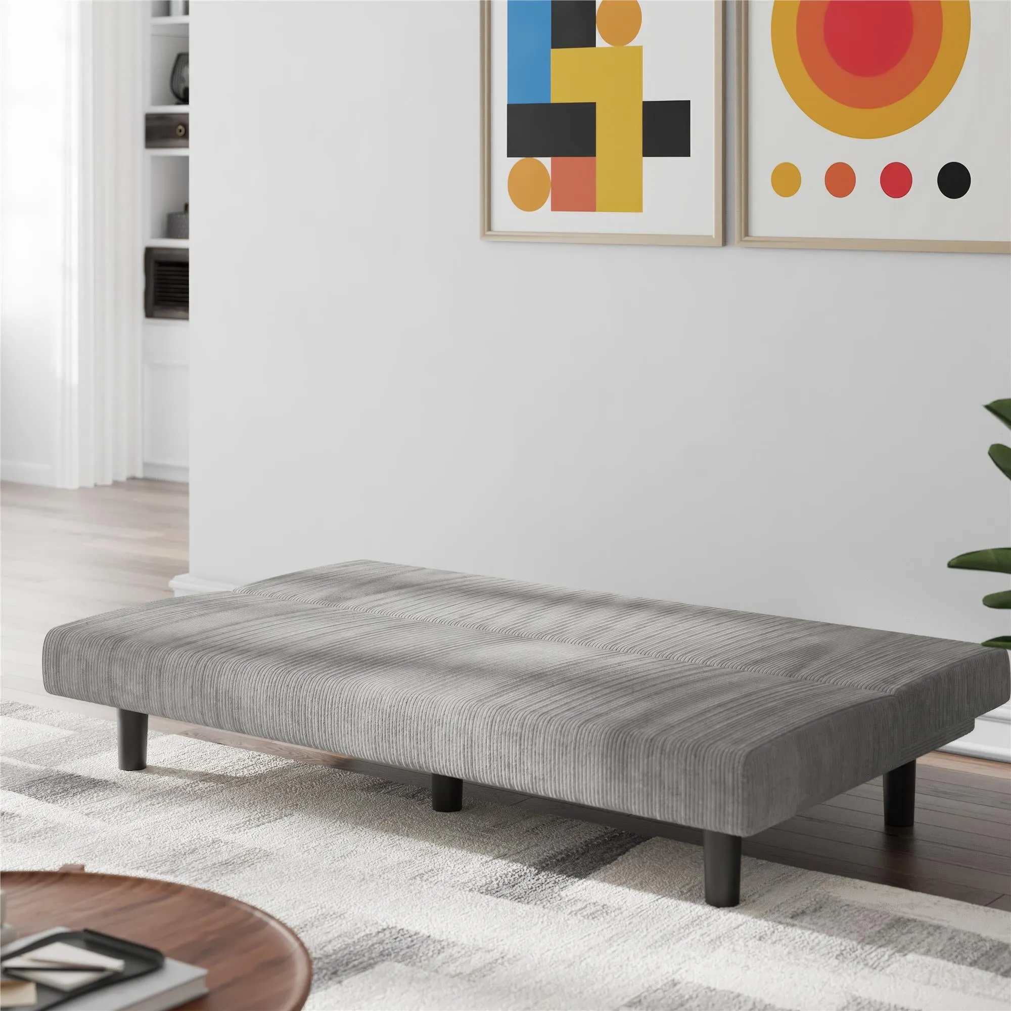 Kelra Armless Mid-Century Futon Sofa Bed