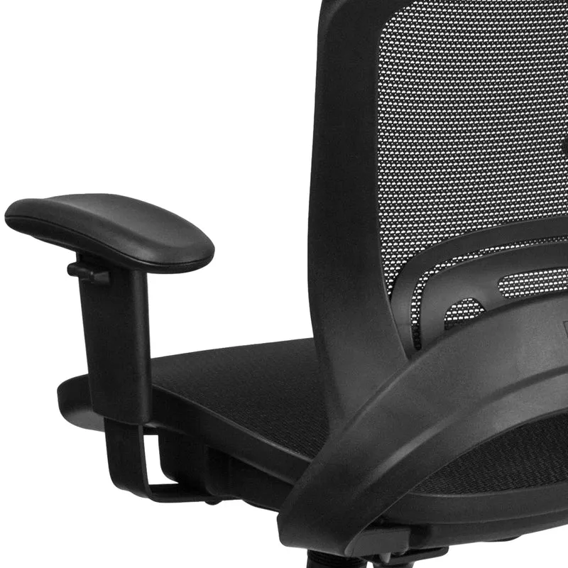 Mid-Back Transparent Black Mesh Executive Swivel Office Chair with Adjustable Arms