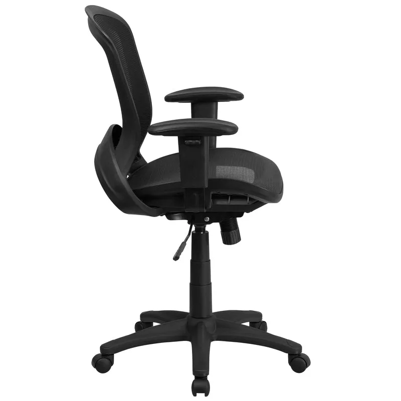 Mid-Back Transparent Black Mesh Executive Swivel Office Chair with Adjustable Arms