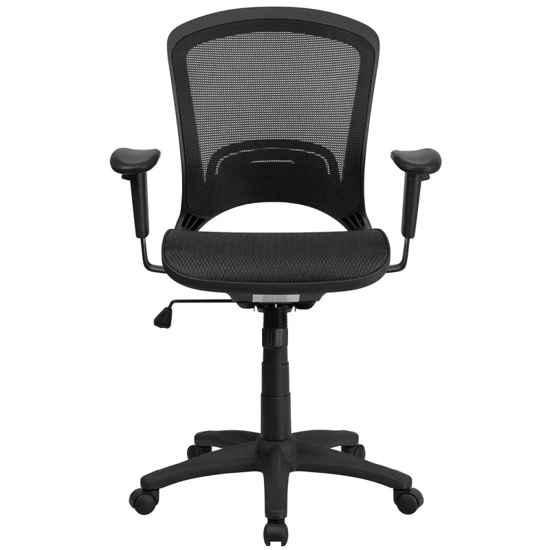 Mid-Back Transparent Black Mesh Executive Swivel Office Chair with Adjustable Arms